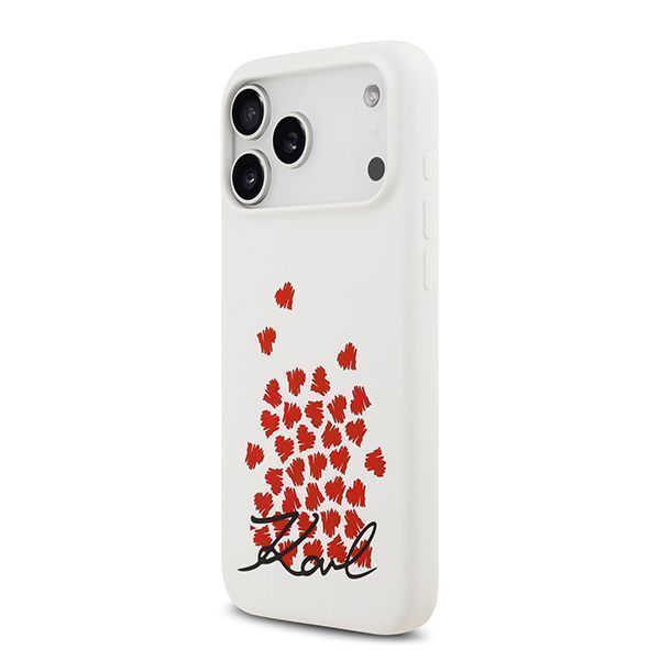 Lagerfeld для iPhone 17 Pro чехол Liquid Silicone Hearts Hard White (MagSafe)